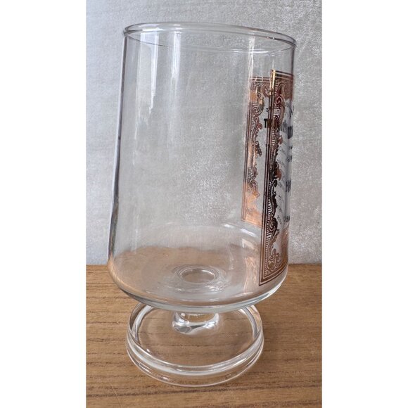 VTG Advertising Lotion D'Houbigant Stemmed Brandy Sniffer Glass Gold Accents - Picture 2 of 8